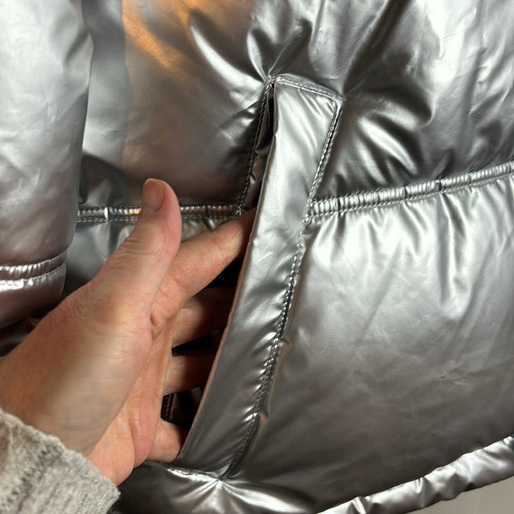 Zara Silver Metallic Puffer Jacket - Picture 6 of 9